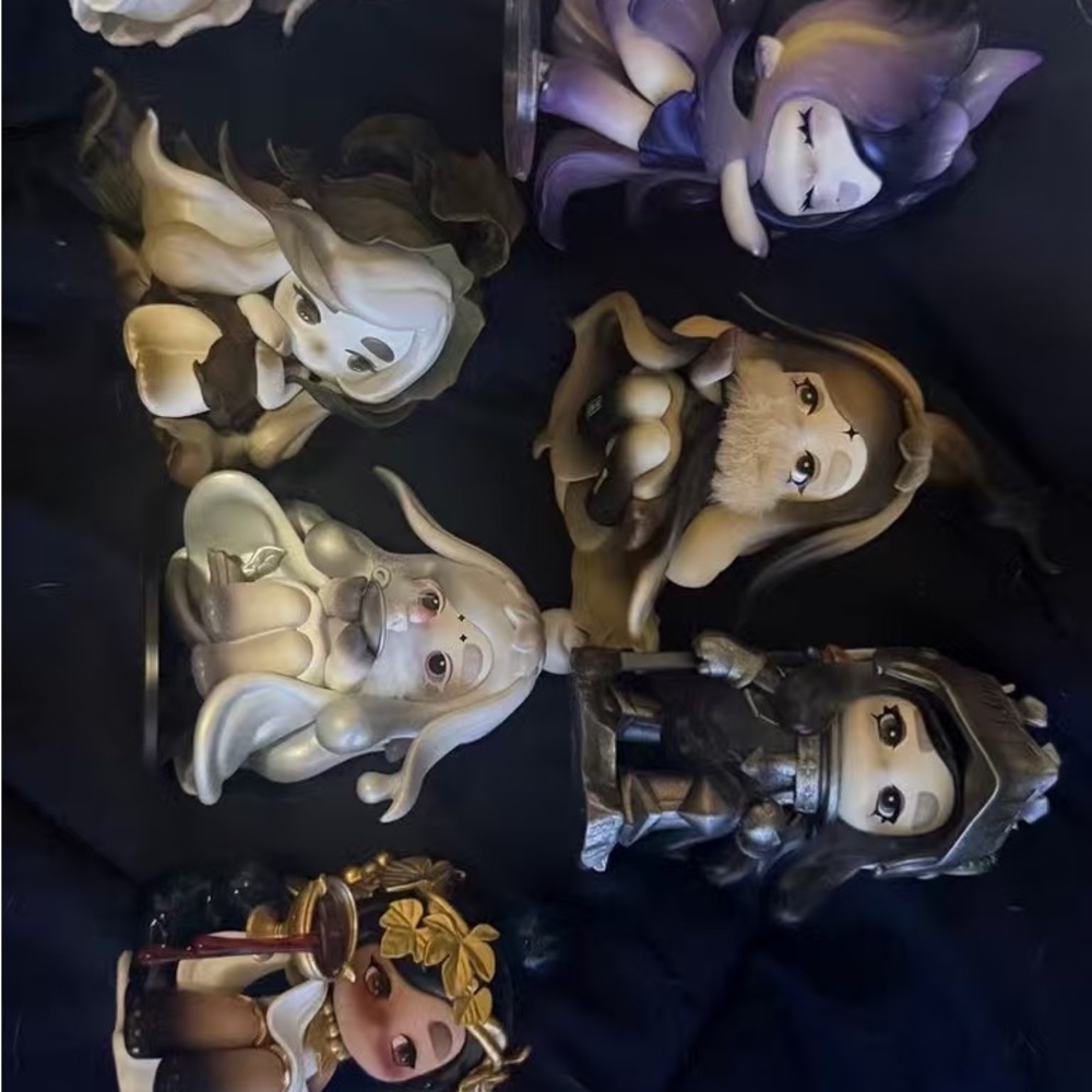 Enchanted Fantasy Figurine Set in Cream, Purple, and Gold